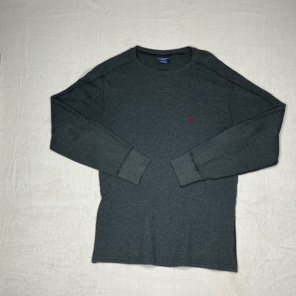 Polo Ralph Lauren Mens Gray Waffle Knit Thermal Long Sleeve Sleepwear Shirt L